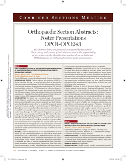 CSM 2017 Orthopaedic Section Poster Presentations