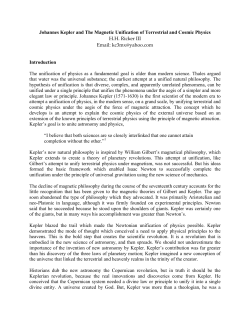 Johannes Kepler and The Magnetic Unification of Terrestrial and