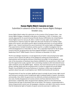 HRW Submission to the EU-Laos Human Rights Dialogue