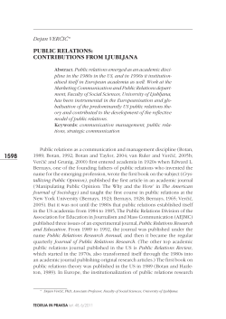 PUBLIC RELATIONS: CONTRIBUTIONS FROM LJUBLJANA