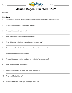 Maniac Magee: Chapters 11-21