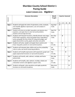 Sheridan County School District 1 Pacing Guide
