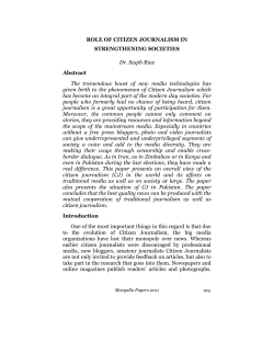 Role of Citizen Journalism in Strengthening Societies