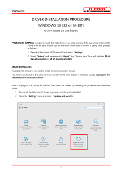 DRIVER INSTALLATION PROCEDURE WINDOWS 10 (32 or 64 BIT)