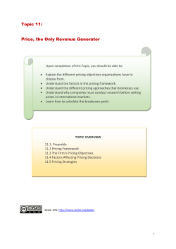 Topic 11: Price, the Only Revenue Generator
