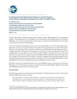 Examining the State Department`s Report on Iranian Presence in the