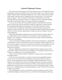 General Nathanael Greene - Rhode Island Society of the Sons of the