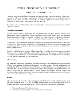 part 1 - personality development