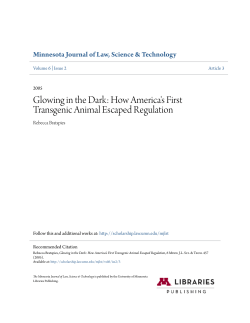 Glowing in the Dark: How America`s First Transgenic Animal