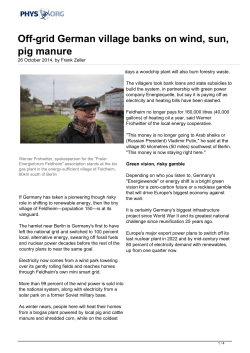 Off-grid German village banks on wind, sun, pig manure