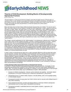 Theories of Child Development: Building Blocks of Developmentally