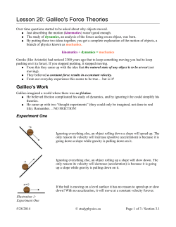 Lesson 20: Galileo`s Force Theories