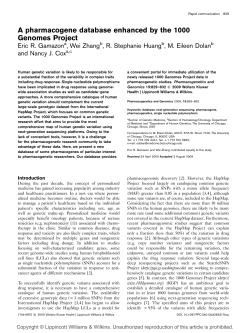 A pharmacogene database enhanced by the 1000 Genomes Project