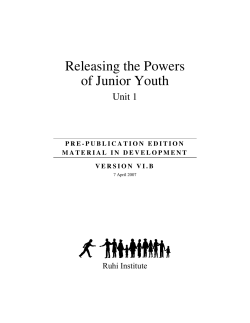 Releasing the Powers of Junior Youth - Unit I