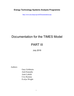 Documentation for the TIMES Model PART III - IEA
