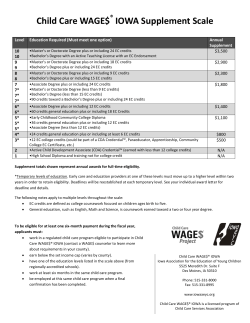 Child Care WAGE$ IOWA Supplement Scale
