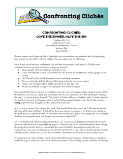 LOVE THE SINNER, HATE THE SIN - Shallowford Presbyterian