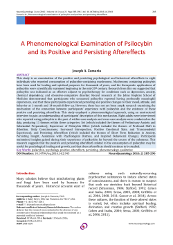A Phenomenological Examination of Psilocybin