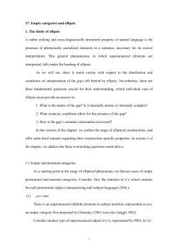 27. Empty categories and ellipsis 1. The limits of ellipsis A rather