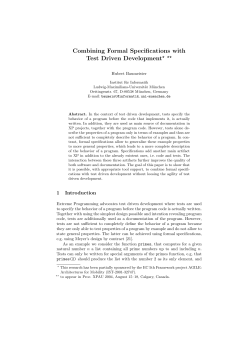 Combining Formal Specifications with Test Driven Development* **