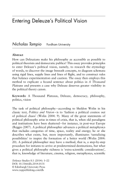Entering Deleuze`s Political Vision