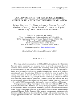 Quality indexes for `Golden Smoothee` apples in relation to