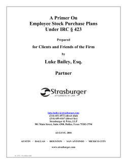 A Primer on Employee Stock Purchase Plans Under IRC Section 423