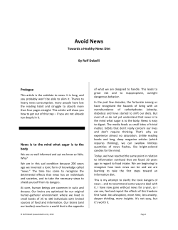 Avoid News - Rolf Dobelli