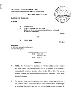 Diane O`Neal et al v Ivan O`Neal - Eastern Caribbean Supreme Court