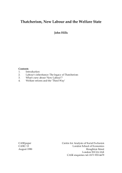 Thatcherism, New Labour and the Welfare State