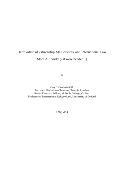 Deprivation of Citizenship, Statelessness and