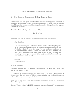 1 On General Statements Being True or False