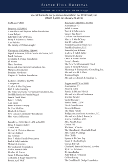 Special thanks to our generous donors from our