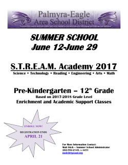 SUMMER SCHOOL June 12-June 29 - Palmyra