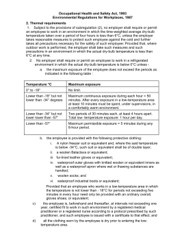 Environmental regulation for workplaces