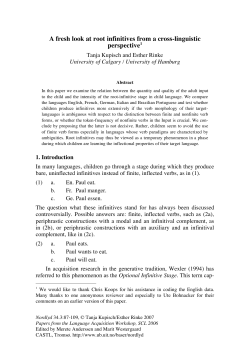 A fresh look at root infinitives from a cross-linguistic perspective1