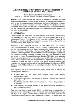 A DYNAMIC MODEL OF TWO COMPETING CITIES: THE EEFCTS