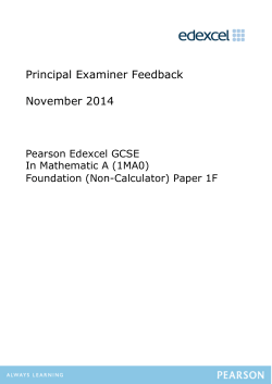 Principal Examiner Feedback November 2014 - Edexcel