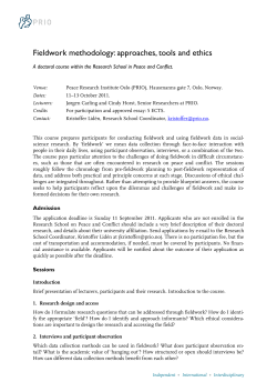 Fieldwork methodology: approaches, tools and ethics