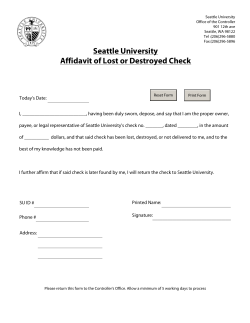 Seattle University Affidavit of Lost or Destroyed Check