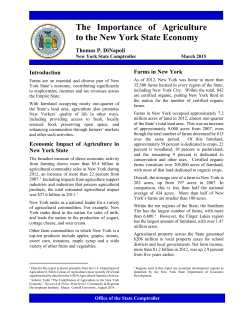 The Importance of Agriculture to the New York State Economy