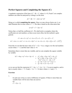 Perfect Squares and Completing the Square (C)