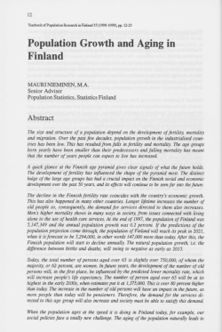 Population Grow th and Aging in Finland