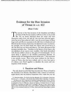 Evidence for the Hun Invasion of Thrace in AD 422