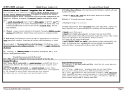 Supply List - OLV Elementary School