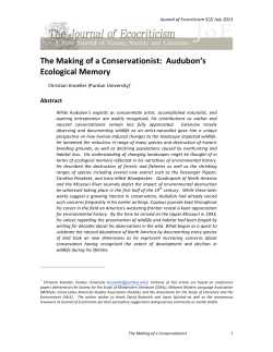 The Making of a Conservationist: Audubon`s Ecological Memory