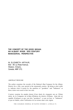 THE CONCEPT OF THE GOOD INDIAN: AN ALBANY RIVER 19TH