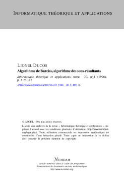 Algorithme de Bareiss, algorithme des sous-r&eacute;sultants