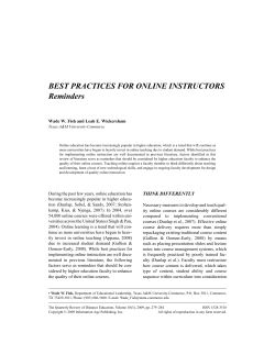 BEST PRACTICES FOR ONLINE INSTRUCTORS Reminders