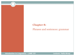 Chapter 8: Phrases and sentences: grammar
